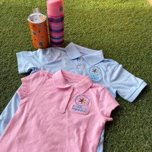 Fiorella Preparatory School uniforms with two tumblers